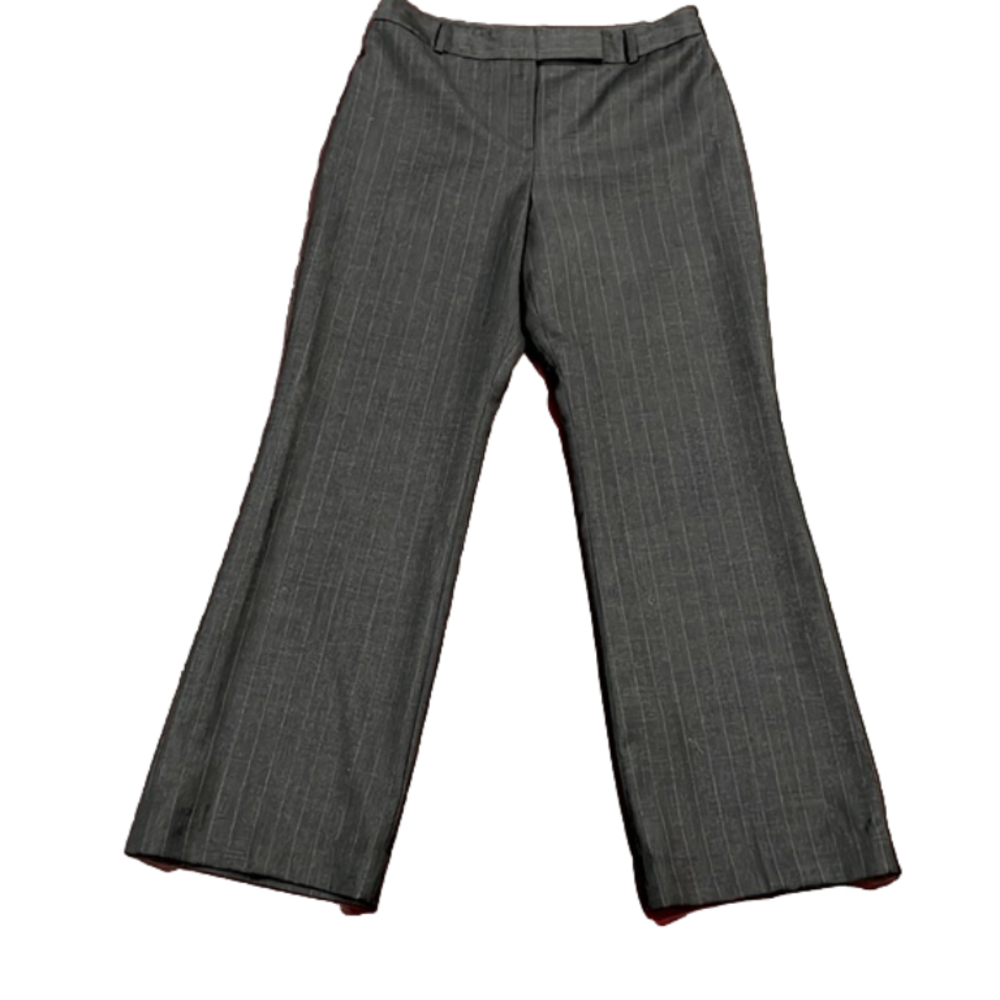 Ann Taylor Petites Charcoal Gray Wool Vertical Stripe Slacks Dress Pants - Sz 6P